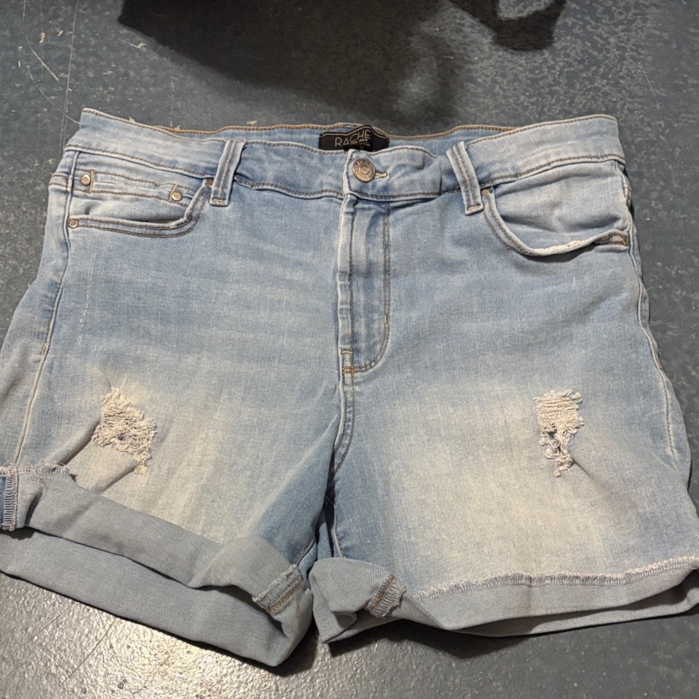 Rachel Roy Distressed Light Blue Jean Shorts